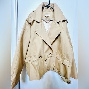 Commense Tan Double-Breasted Trench Coat